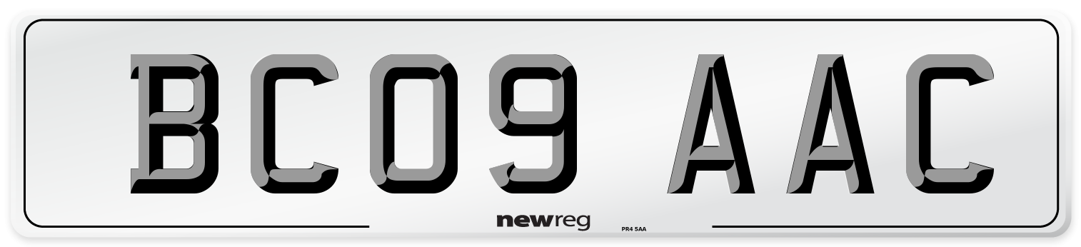 BC09 AAC Number Plate from New Reg